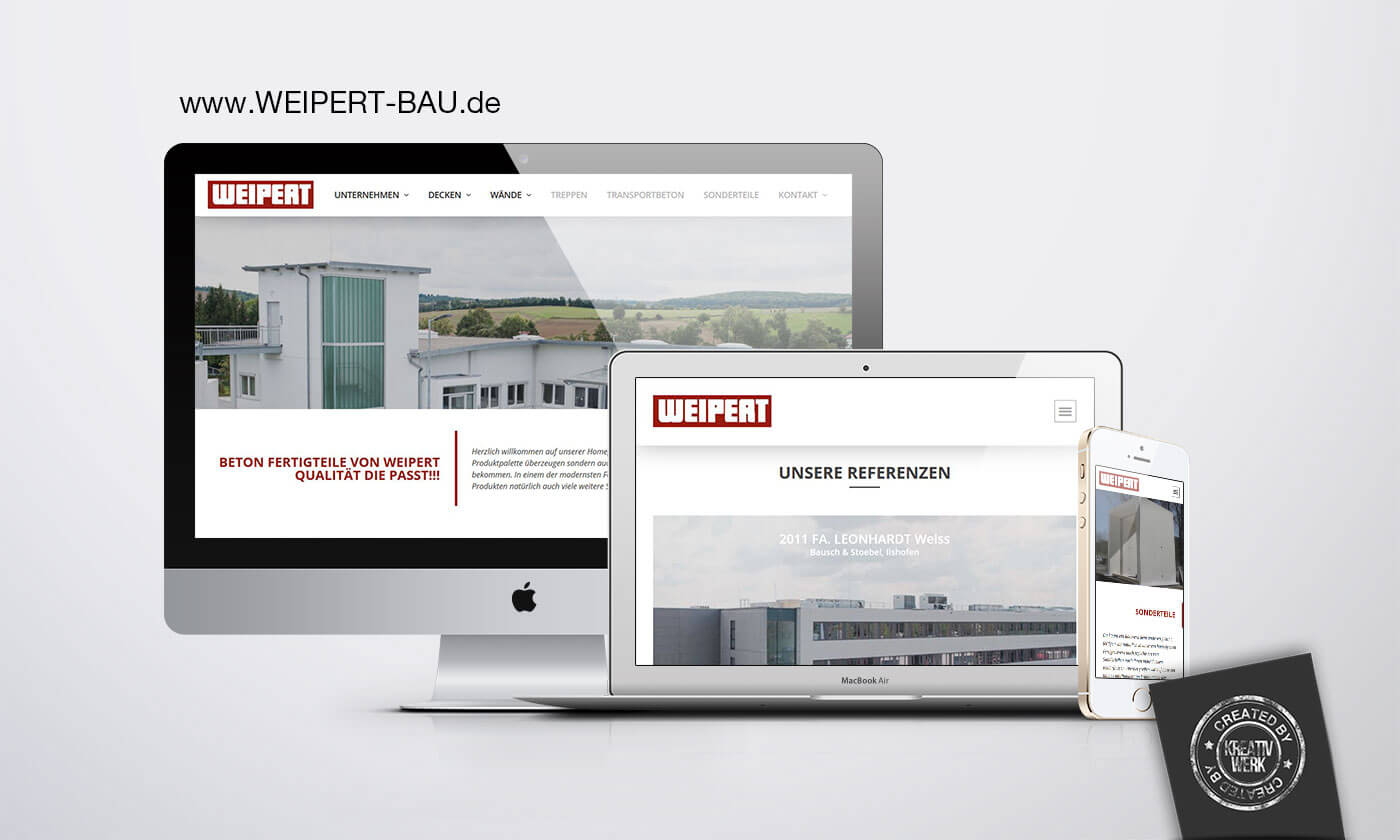 Die neue Webseite der Weipert-Bau GmbH mit Webdesign von KreativWerk Schweinfurt